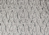 Stretch Polyester Guipure Lace Fabric , Black And White 3D Floral Mesh Fabric