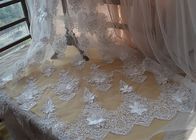 Ivory Embroidery Corded Sequin 3D Floral Lace Fabric For Bridal Wedding Dress