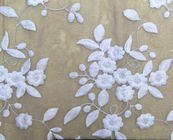 125cm Polyester White Embroidered Mesh Lace Fabric For Wedding Dress Wholesale