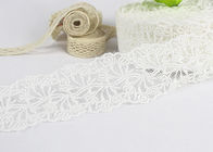 Floral Bridal Embroidered Lace Trim For Wedding Dress , White Cotton Net Lace Trim
