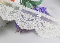 Ivory Cotton Vintage Embroidered Lace Trim , Wedding Dress Scalloped Lace Ribbon