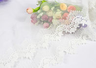 Off White Cotton Embroidered Lace Trim For Sewing Clothes / DIY Wedding Dress Decoration
