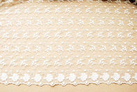 White Flower Embroidered Nylon Mesh Lace Fabric , Wedding Bridal Dress Lace Fabric