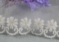 French Floral Embroidered Cotton Mesh Lace Trims Soft Handing For Child Dresses