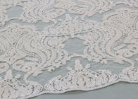Ivory Sequin Lace Fabrics , Embroidered Bridal Lace Fabrics For Wedding Dresses