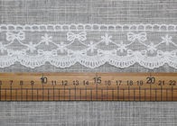 White Embroidered Lace Trim For Smocked Dress / Lace Ribbon Embroidery Fabric