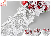 Heavy Polyester Lace Fabric For Pom Dress , 8CM Guipure Floral Lace Trim