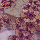 130CM Polyester Guipure Lace Fabric / African Beaded Flower Lace Embroidery Fabric For Clothing