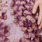 130CM Polyester Guipure Lace Fabric / African Beaded Flower Lace Embroidery Fabric For Clothing