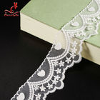 Cotton White Embroidered Lace Trim 5.6cm Width Static - Cling Resistant
