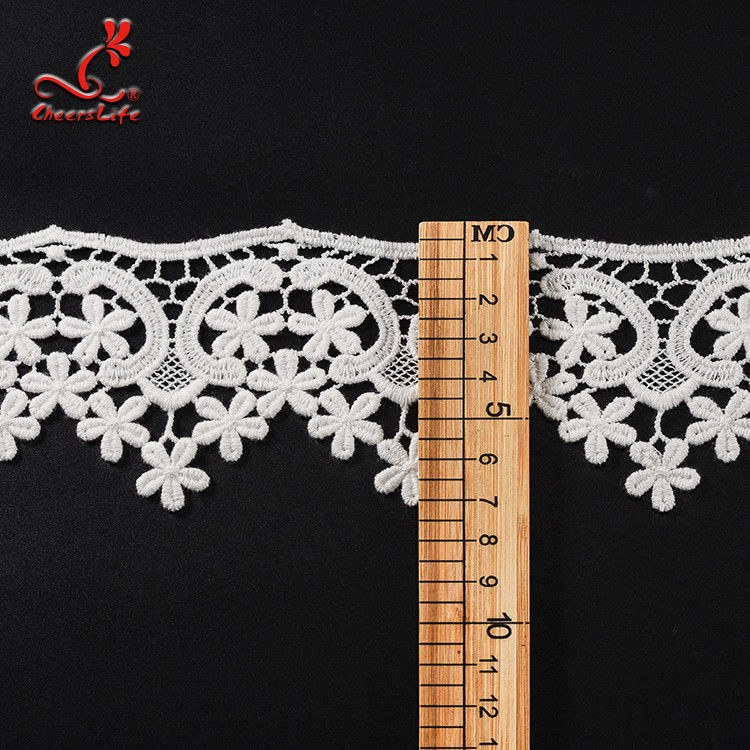 100% Cotton Water Soluble Flower Lace Trim For Clothing Pollution - Free