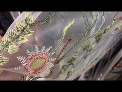 Colorful Tulle Fabric Lace High Color Fastness 130 cm Embroidery