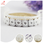 Machine Crocheted White Ribbon Lace Trim Water Soluble For Skirt