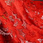 135CM Fancy Embroidered Fabric Hollow Lace Trim 3d Red Flowers Embroidery Guipure Lace Fabric
