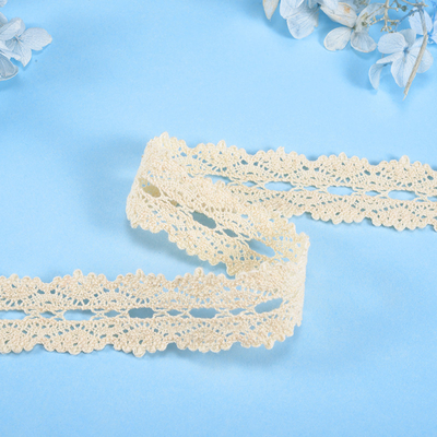 Crocheted Beige White Black Cotton Lace Trim Crochet Ribbon Lace