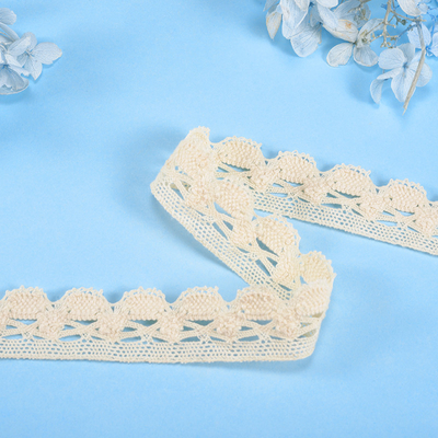 100% Cotton Sustainable Crocheted Embroidery Lace With Beads Home Textile