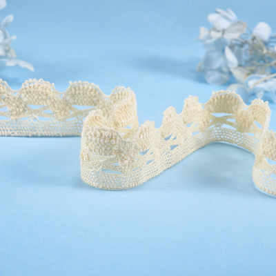 100% Cotton Sustainable Crocheted Embroidery Lace With Beads Home Textile