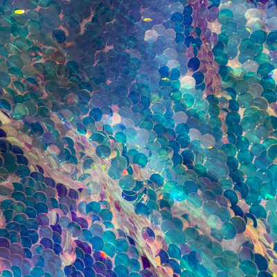 1.8cm Big Sequins Colorful Fabric Mesh Fabric Shiny Net 8 Sequence Mesh Fabrics For Party Wear