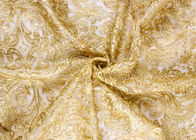Fashion Floral Pattern Gold Lurex Nylon Lace Fabric for Party / Banquet Dress