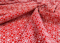 Eyelet Chiffon Polyester Red Stretch Lace Fabric , Colored Flower Lace Dress Fabric