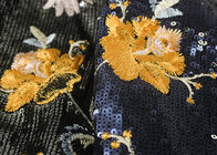 Embroidery Sequin Lace Fabric with 3D Elegant Multi Colored Flowers Pattern