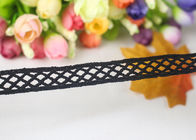 Flat Polyester Balck Water Soluble Lace Trim With Rhombus Pattern For Necklace