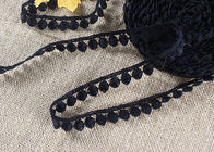 Water Soluble Flat Ball Black Lace Trim By The Yard , Chemical Polyester Lace Ribbon