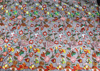 Floral Multi Colored Antique Lace Fabric With Fine Pattern And Bright Luster Color