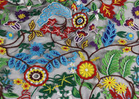 Rural Style Multi Colored Lace Fabric with Abundant Flowers And Leaves Pattern
