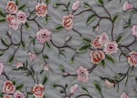 Gray Polyester Flower 3D Embroidered Lace Fabric By The Yard For Lady Dress