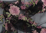 Embroidered Tulle Multi Colored Lace Fabric Pink Peach Blossom Floral Flower Style