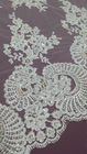 140cm Sequin Beaded Ivory Lace Fabric , White Embroidered Bridal Wedding Lace