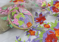 Beautiful Floral Multi Colored Embroidered Tulle Lace Fabric For Bridal Gown Dress