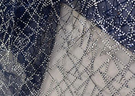 Embroidery Royal Blue Sequin Lace Fabric For Wedding Dress Evening Gown