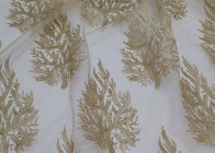 Embroidered Tree Gold Sequin Lace Fabric By The Yard For Wedding Bridal Evening Dress