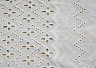 African Bridal Cotton Eyelet Lace Fabric , Embroidered Cotton Lace Curtain Fabric