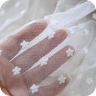 Ivory White Floral Embroidery Cotton Nylon Mesh Lace Fabric 59 Inch Width
