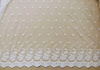 Vintage Symmetrical Floral Nylon Lace Fabric For Wedding Dress With Scalloped Edge