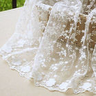 51" Width Floral Embroidered Nylon Mesh Lace Fabric For Curtain / Clothing