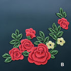 Colorful Polyester Neckline Embroidered Applique Patches / Large Embroidered Flower Patches