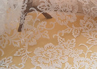 Embroidered Floral Sequin Netting Fabric , Sequin Tulle Fabric For Ivory Wedding Dresses