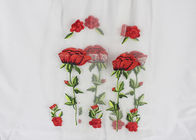 Polyester Embroideried Mesh Rose Lace Fabric , Floral Lace Netting Fabric OEM Service