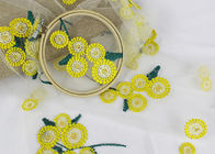 Beatiful Sunflower 3D Embroidered Lace Fabric For Wedding Garment Decoration
