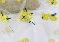 Beatiful Sunflower 3D Embroidered Lace Fabric For Wedding Garment Decoration