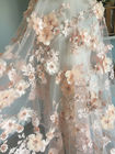 Luxury Floral Beaded Bridal Lace Fabric Scalloped Edge Wedding Gown Lace Fabric