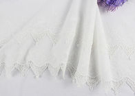 Cotton Floral Embroidery Wide White Lace Trim , Wedding Lace Ribbon By The Yard