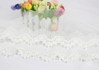 Off White Cotton Embroidered Lace Trim For Sewing Clothes / DIY Wedding Dress Decoration