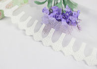 White Scalloped French Embroidery Mesh Lace Trim For Bride Evening Dress 100% Cotton