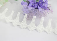 White Scalloped French Embroidery Mesh Lace Trim For Bride Evening Dress 100% Cotton