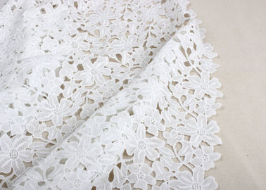 Ivory Guipure Cotton Stretch Lace Fabric By The Yard With 3D Flower Design